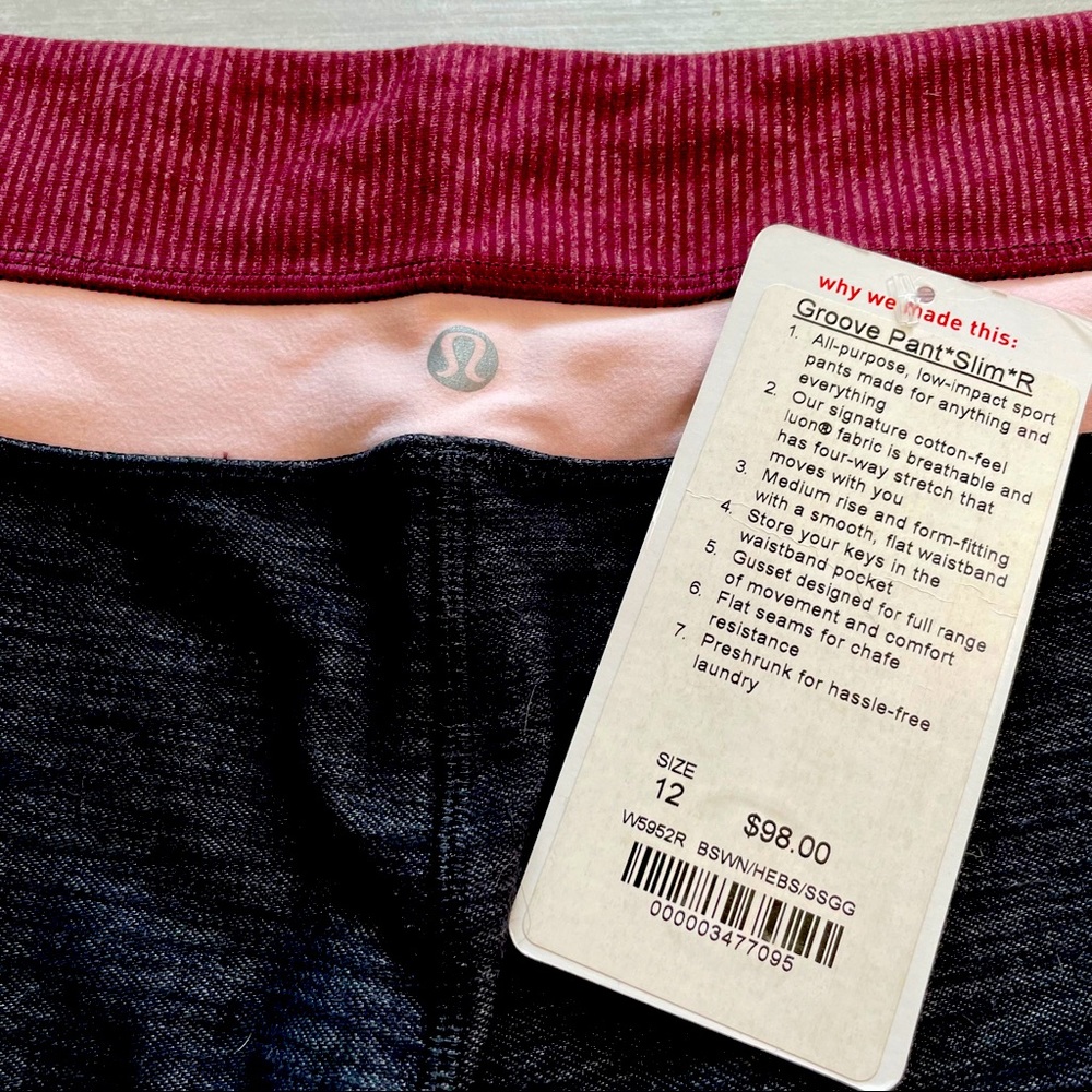Lululemon NWT Groove Pant Slim 12